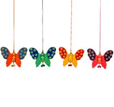 Handmade Wooden Butterfly Christmas Hanging - Yellow-Red, Orange-Blue, Pink-Purple, Green-Blue